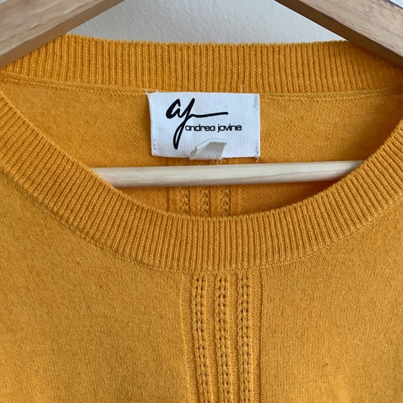 ANDREA JOVINE Mustard Yellow Slouchy Crew Neck Sweater. Medium - Picture 3 of 4